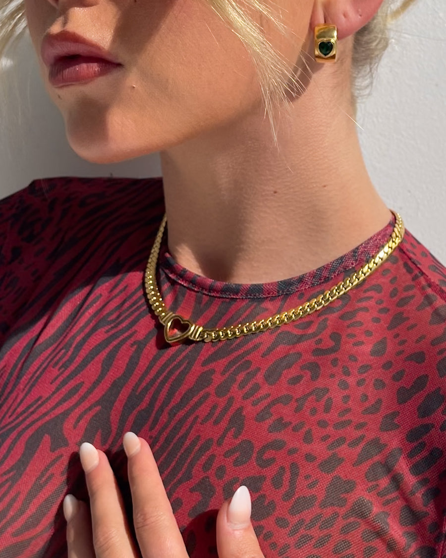 YOU ARE MINE HOLLOW HEART CHOKER CHAIN NECKLACE GOLD - STUDIO JO STORE  