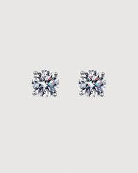 Thumbnail for 1ct BRILLIANT ROUND CUT MOISSANITE STUD EARRINGS SILVER - STUDIO JO STORE  