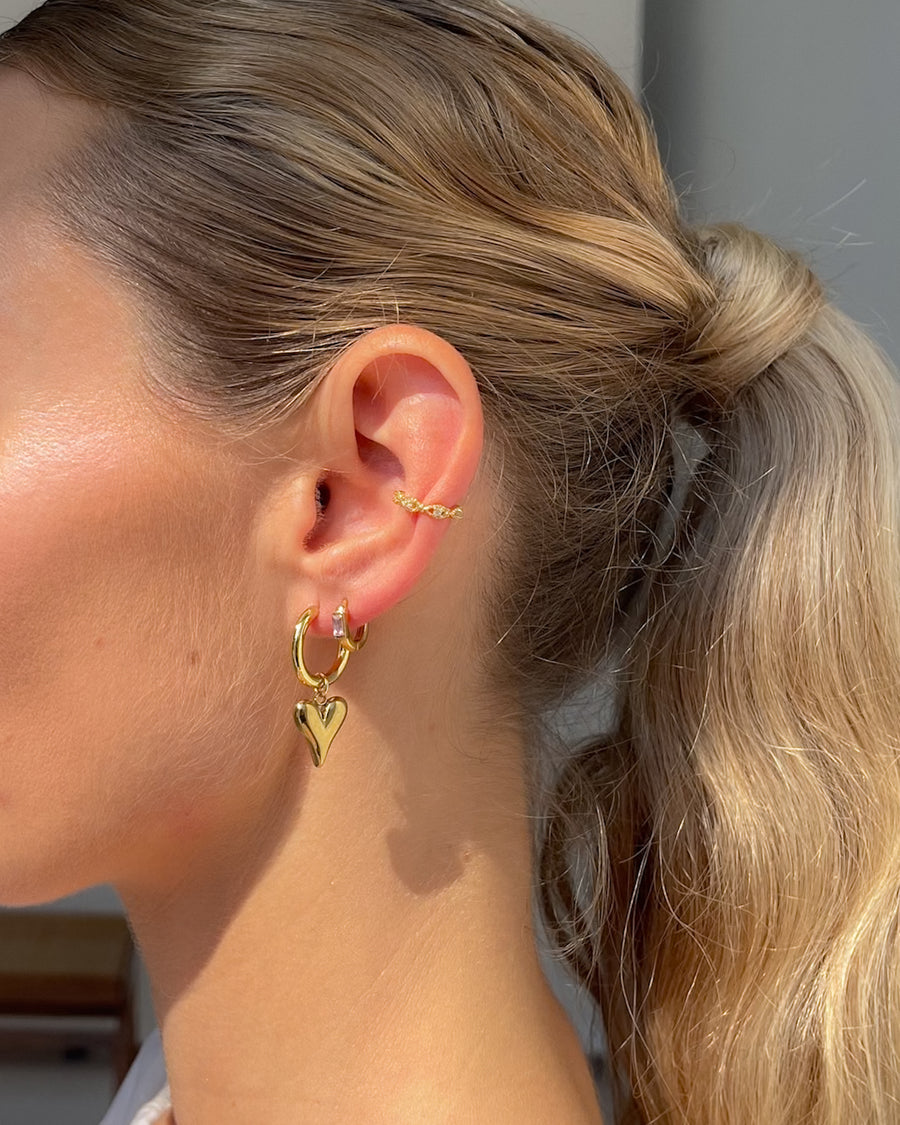 HEART CHARM HOOP EARRINGS - STUDIO JO STORE  