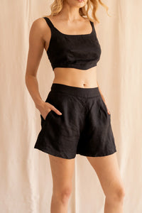 Thumbnail for TOVE RELAXED TROUSER SHORTS BLACK - STUDIO JO STORE  
