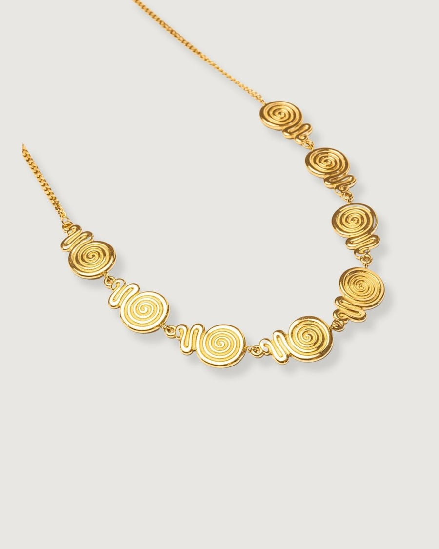 GOLDEN SPIRAL STATEMENT NECKLACE GOLD - STUDIO JO STORE  