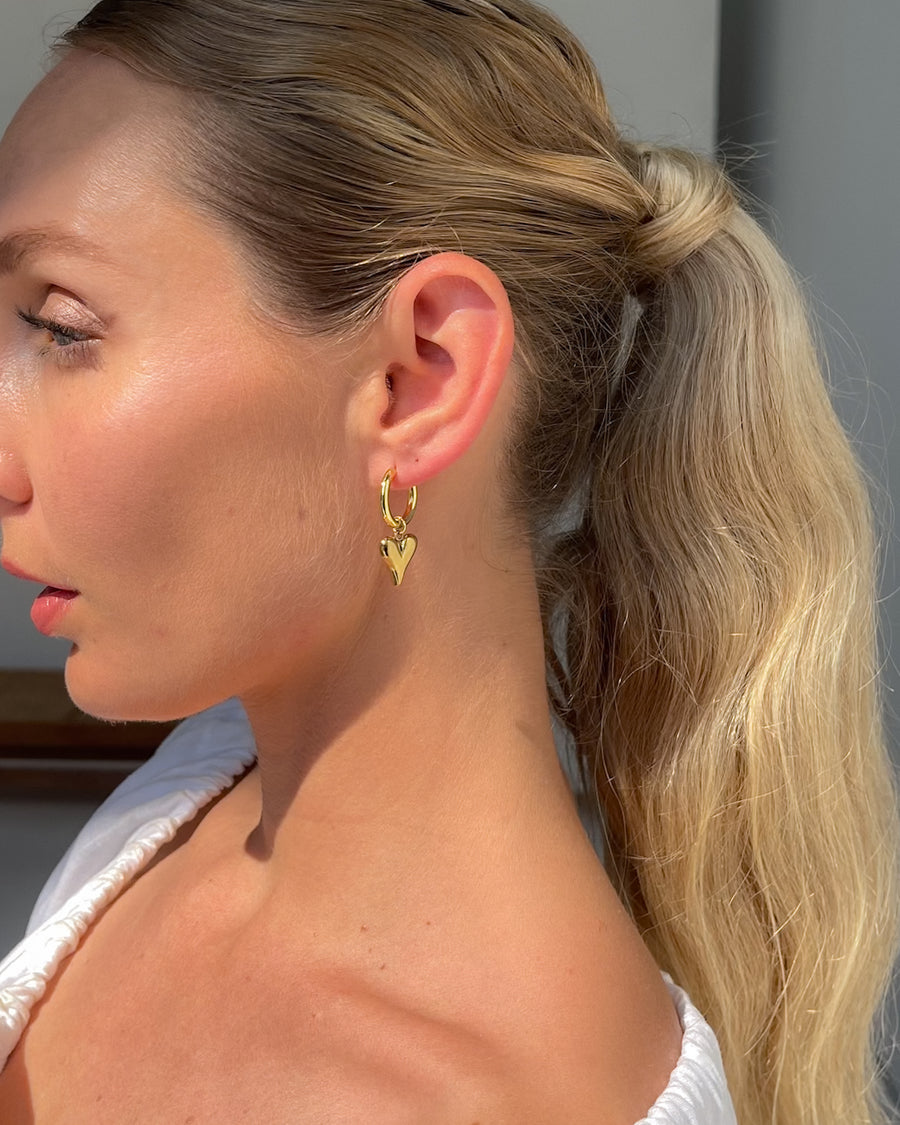 HEART CHARM HOOP EARRINGS - STUDIO JO STORE  