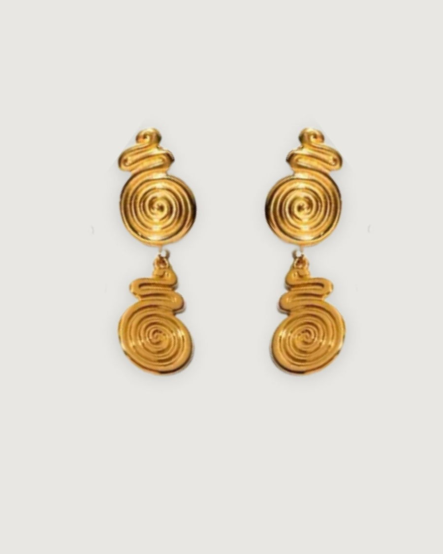 GOLDEN SPIRAL DROP STUD EARRINGS GOLD - STUDIO JO STORE  