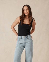 Thumbnail for Ceres Life Zaeli Contour Rib Tank Black