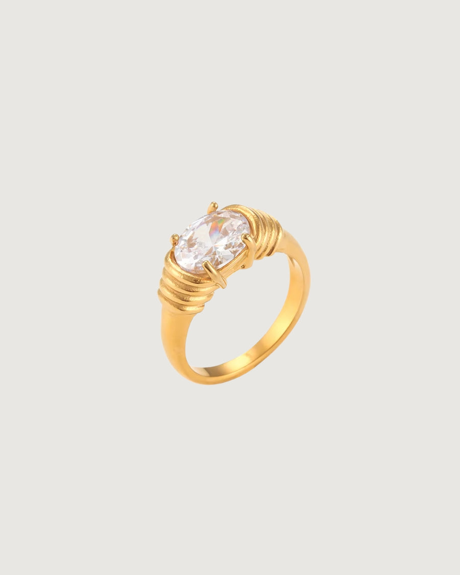 CRYSTAL VINTAGE RING 18K GOLD PVD - STUDIO JO STORE  