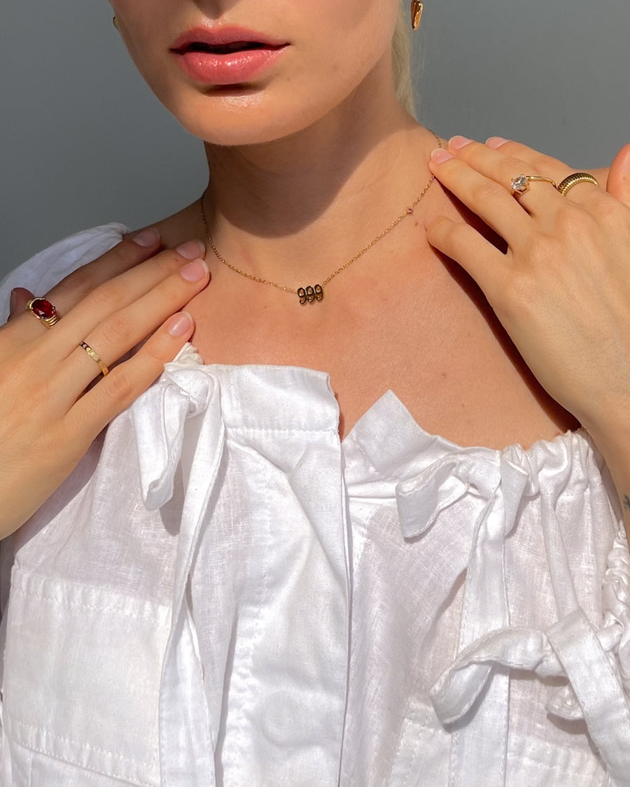 ANGEL NUMBER 999 CHOKER NECKLACE - RELEASE - GOLD - STUDIO JO STORE  