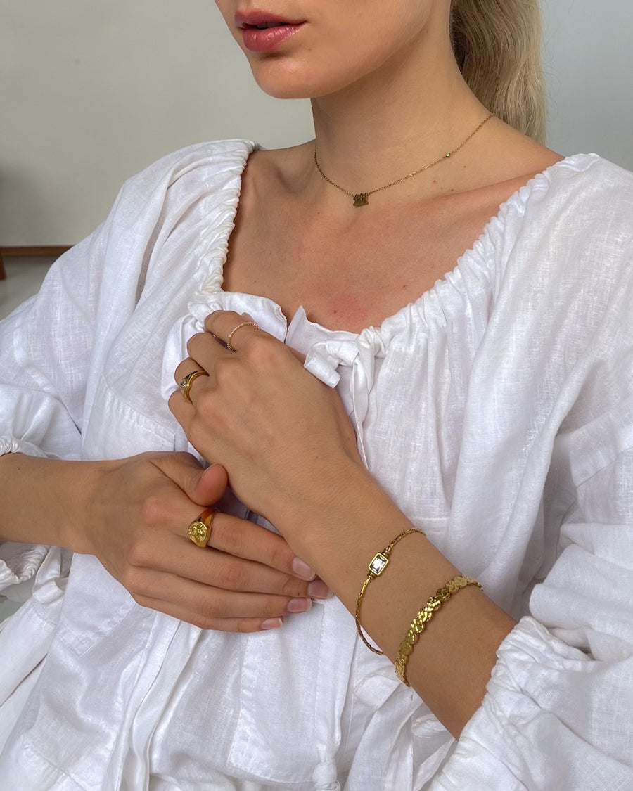 SQUARE DIAMOND PENDANT BRACELET 18K GOLD CHAIN - STUDIO JO STORE  