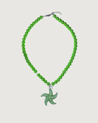 Thumbnail for HANDMADE GLAZED STARFISH PENDANT NECKLACE - GREEN GLASS BEADS - STUDIO JO STORE  