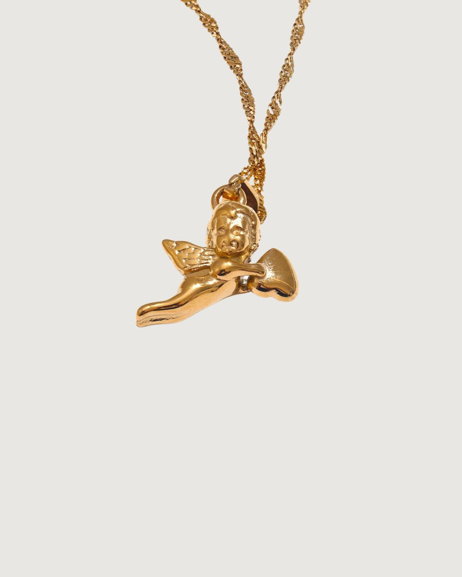 Cupid Heart Pendant Charm Necklace 18K Gold - STUDIO JO STORE  