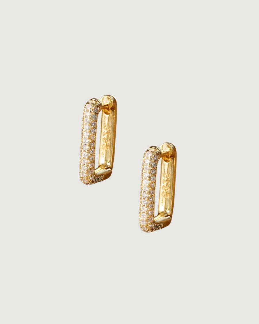Geometry Zircon Huggie Hoop Earrings – 18K Gold PVD