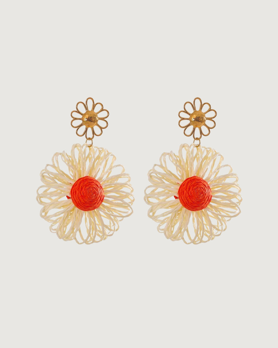 HANDMADE RAFFIA FLOWER EARRINGS - STUDIO JO STORE  