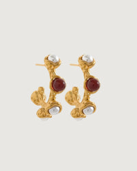 Thumbnail for Textured Pearl & Stone Stud Hoops - STUDIO JO STORE  