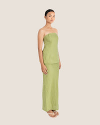 Thumbnail for KAIA MAXI SKIRT FOREST GREEN - STUDIO JO STORE  