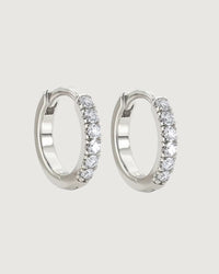 Thumbnail for CRYSTAL HUGGIE HOOP EARRINGS 10MM SILVER - STUDIO JO STORE  