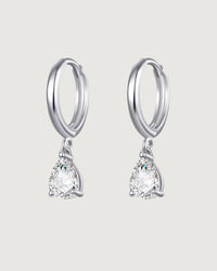 Thumbnail for PEAR-CUT CRYSTAL DANGLE HUGGIE HOOP EARRINGS SILVER - STUDIO JO STORE  