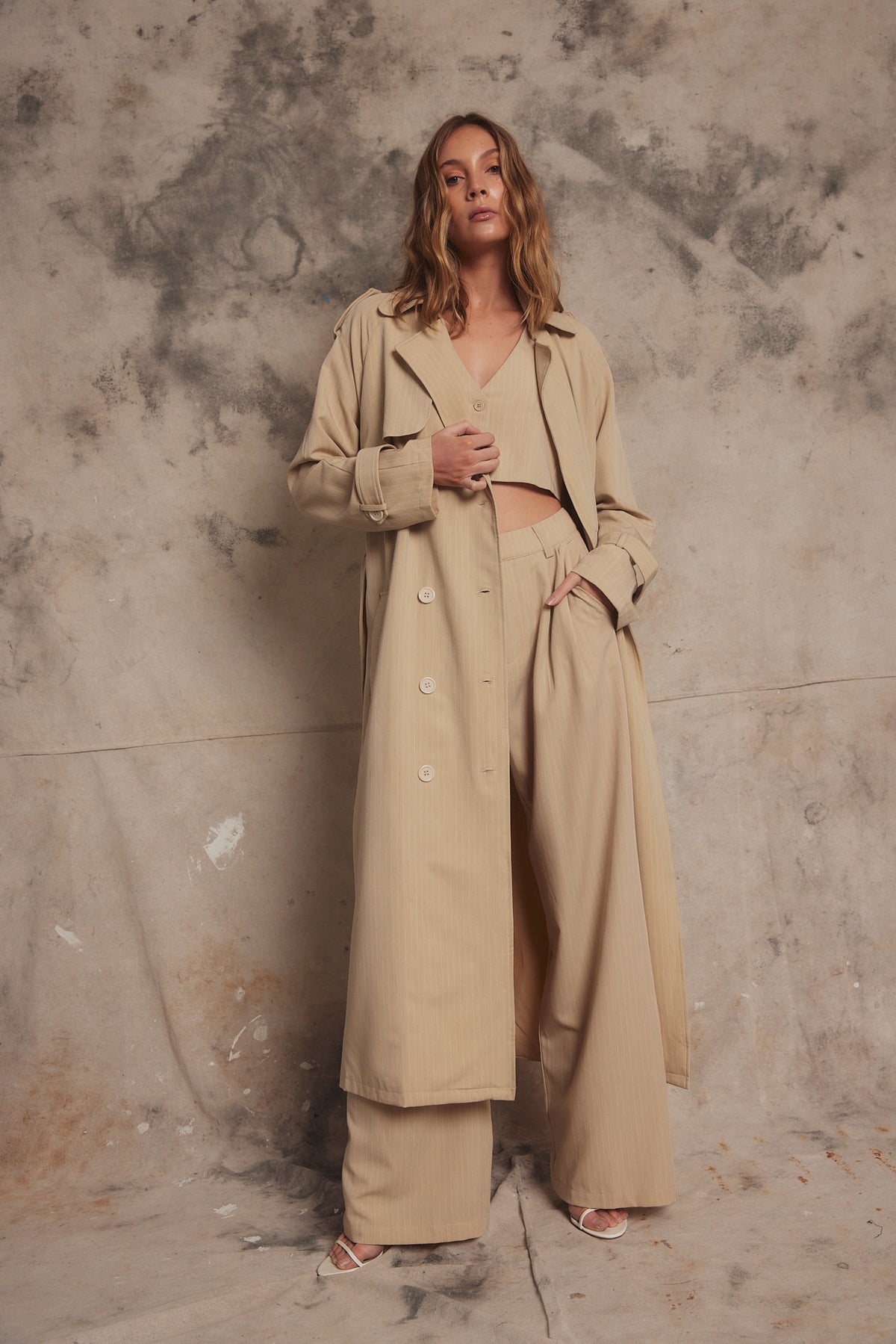PIPPA RIDLEY - MALVO PANT BEIGE PIN STRIPE - STUDIO JO STORE  