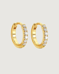 Thumbnail for CRYSTAL HUGGIE HOOP EARRINGS 10MM 18K GOLD PVD - STUDIO JO STORE  