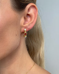 Thumbnail for Textured Pearl & Stone Stud Hoops - STUDIO JO STORE  