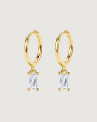 Thumbnail for ISLA BAGUETTE HOOP EARRINGS CLEAR CRYSTAL 18K GOLD PVD PLATED - STUDIO JO STORE  