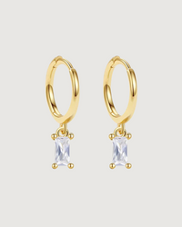 Thumbnail for ISLA BAGUETTE HOOP EARRINGS CLEAR CRYSTAL 18K GOLD PVD PLATED - STUDIO JO STORE  