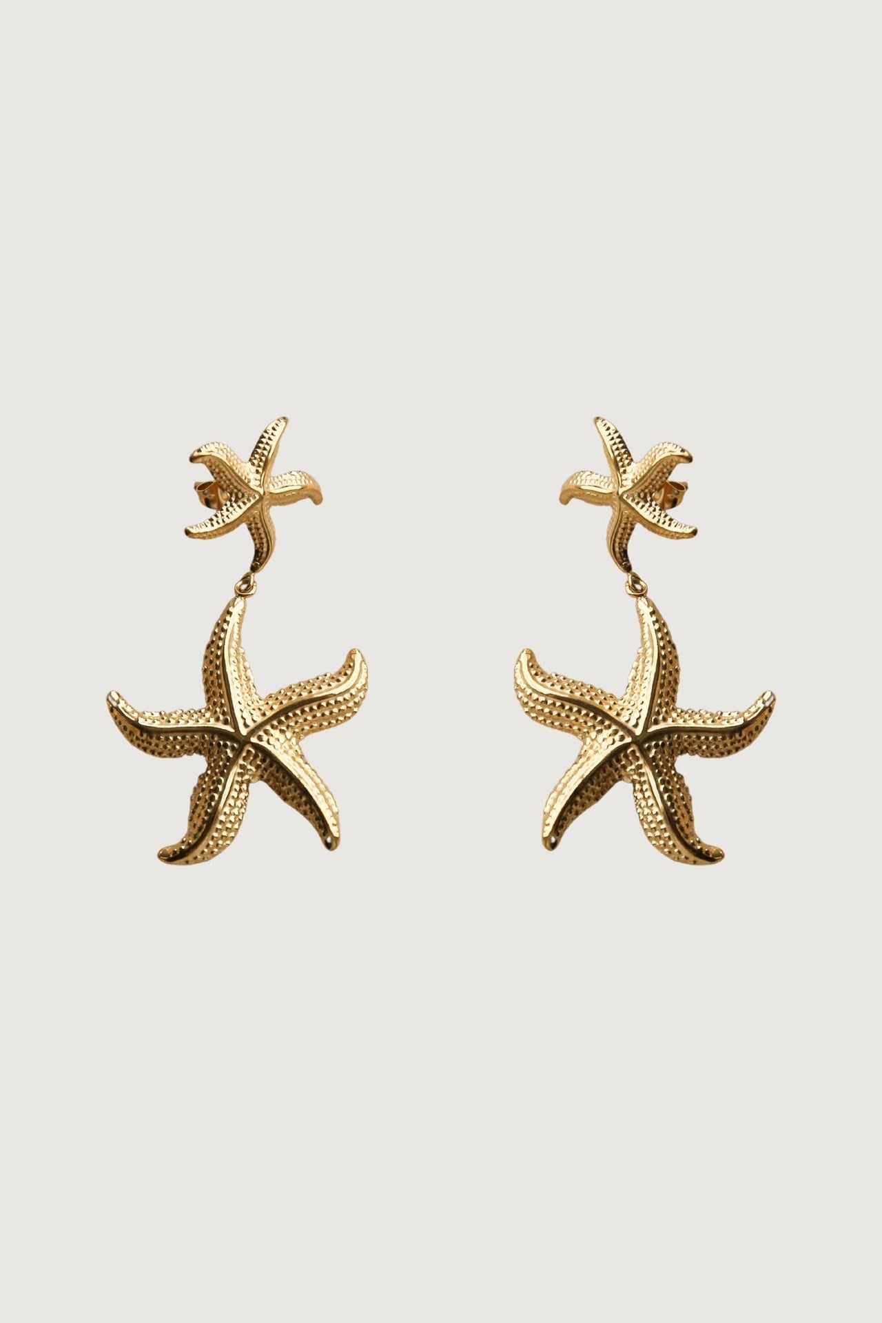 GOLD STUD STARFISH DROP EARRINGS