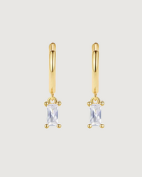 Thumbnail for ISLA BAGUETTE HOOP EARRINGS CLEAR CRYSTAL 18K GOLD PVD PLATED - STUDIO JO STORE  