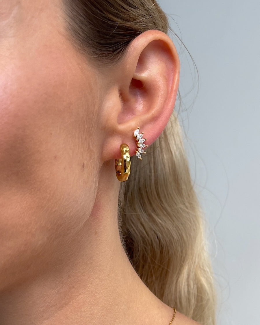 MARQUISE CRYSTAL CLIMBER STUD EARRINNGS 18K GOLD PVD - STUDIO JO STORE  