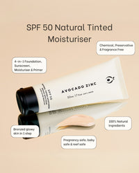 Thumbnail for AVOCADO ZINC - SPF 50 NATURAL TINTED MOISTURISER - STUDIO JO STORE  