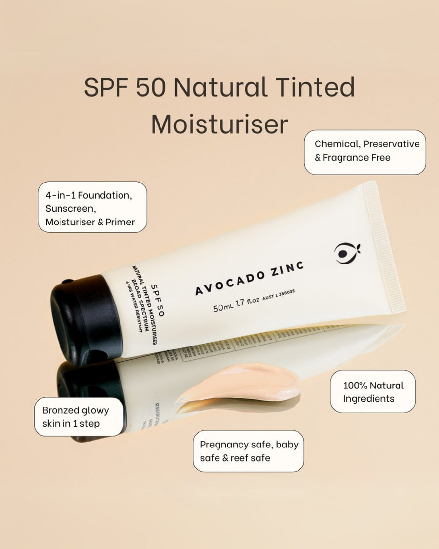 AVOCADO ZINC - SPF 50 NATURAL TINTED MOISTURISER - STUDIO JO STORE  