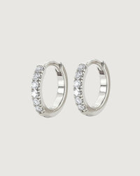 Thumbnail for 10MM CRYSTAL HUGGIE HOOP EARRINGS SILVER - STUDIO JO STORE  