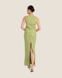 Thumbnail for KAIA MAXI SKIRT FOREST GREEN - STUDIO JO STORE  