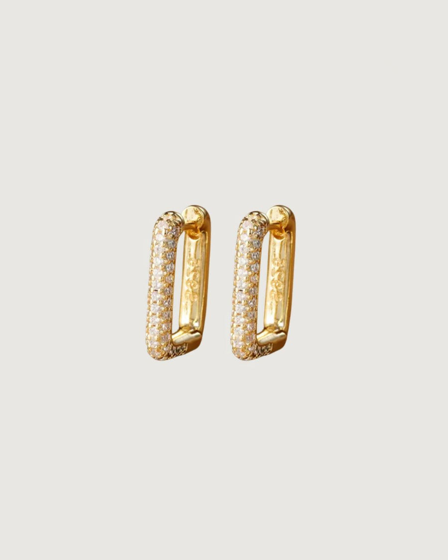 Geometry Zircon Huggie Hoop Earrings – 18K Gold PVD