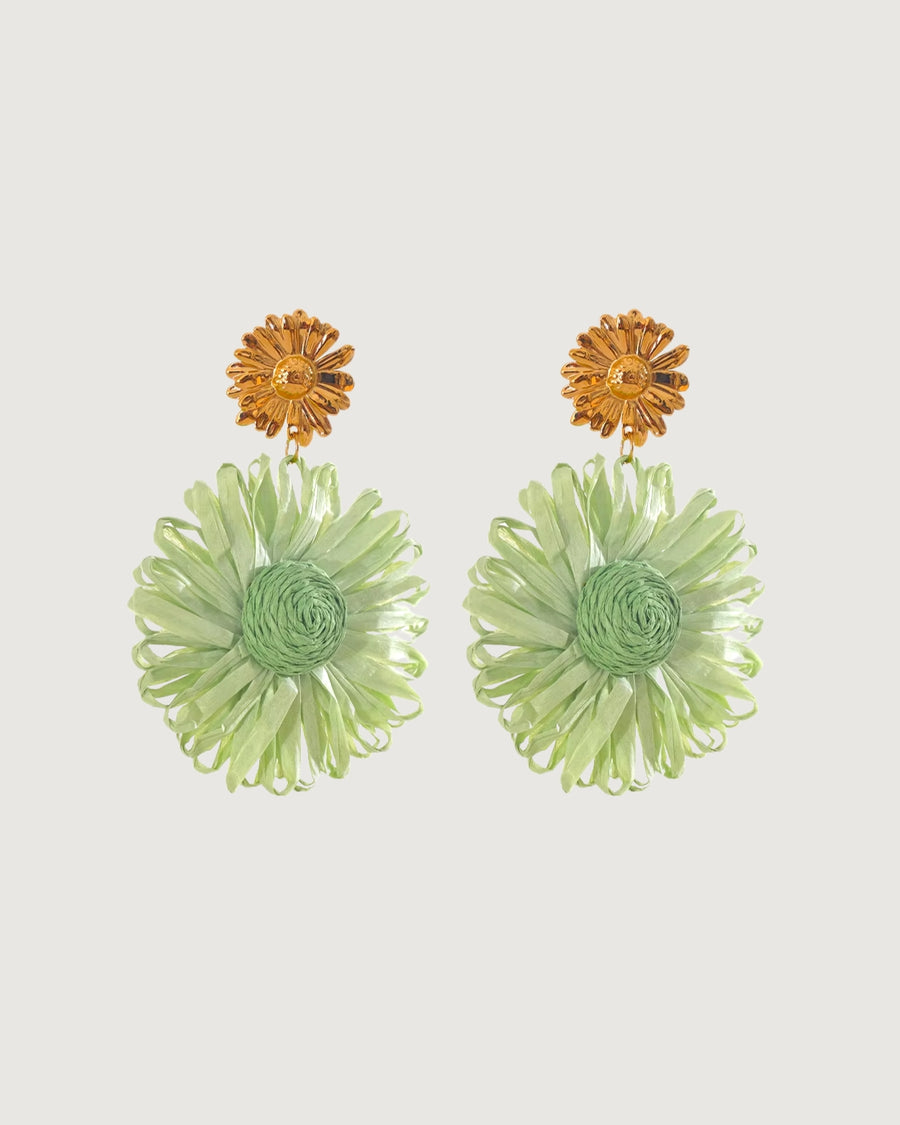 HANDMADE RAFFIA FLOWER EARRINGS - STUDIO JO STORE  
