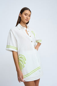 Thumbnail for By Johnny Love Palm Sun Shirt - Ivory Green