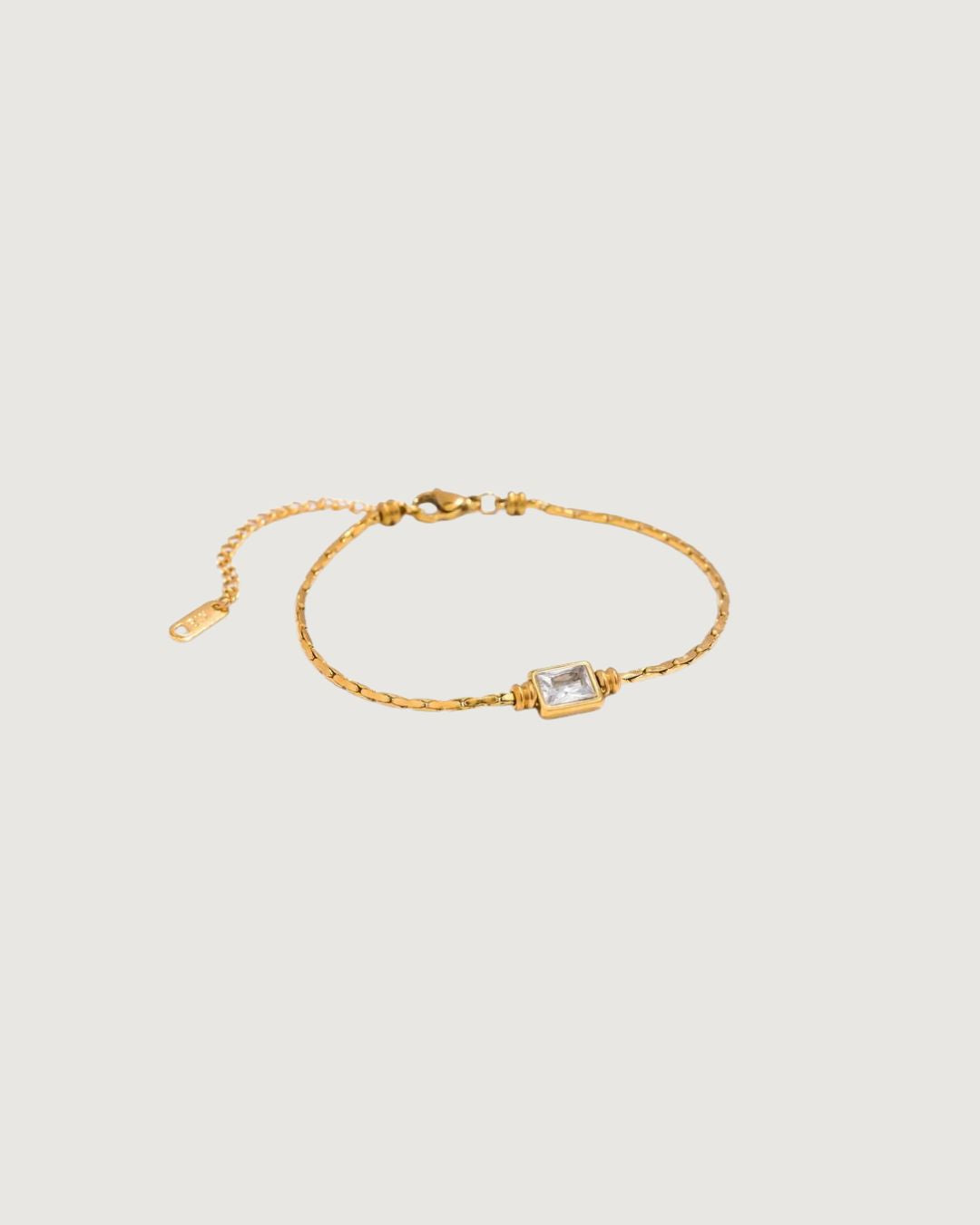 SQUARE ZIRCONIA PENDANT BRACELET 18K GOLD - STUDIO JO STORE  