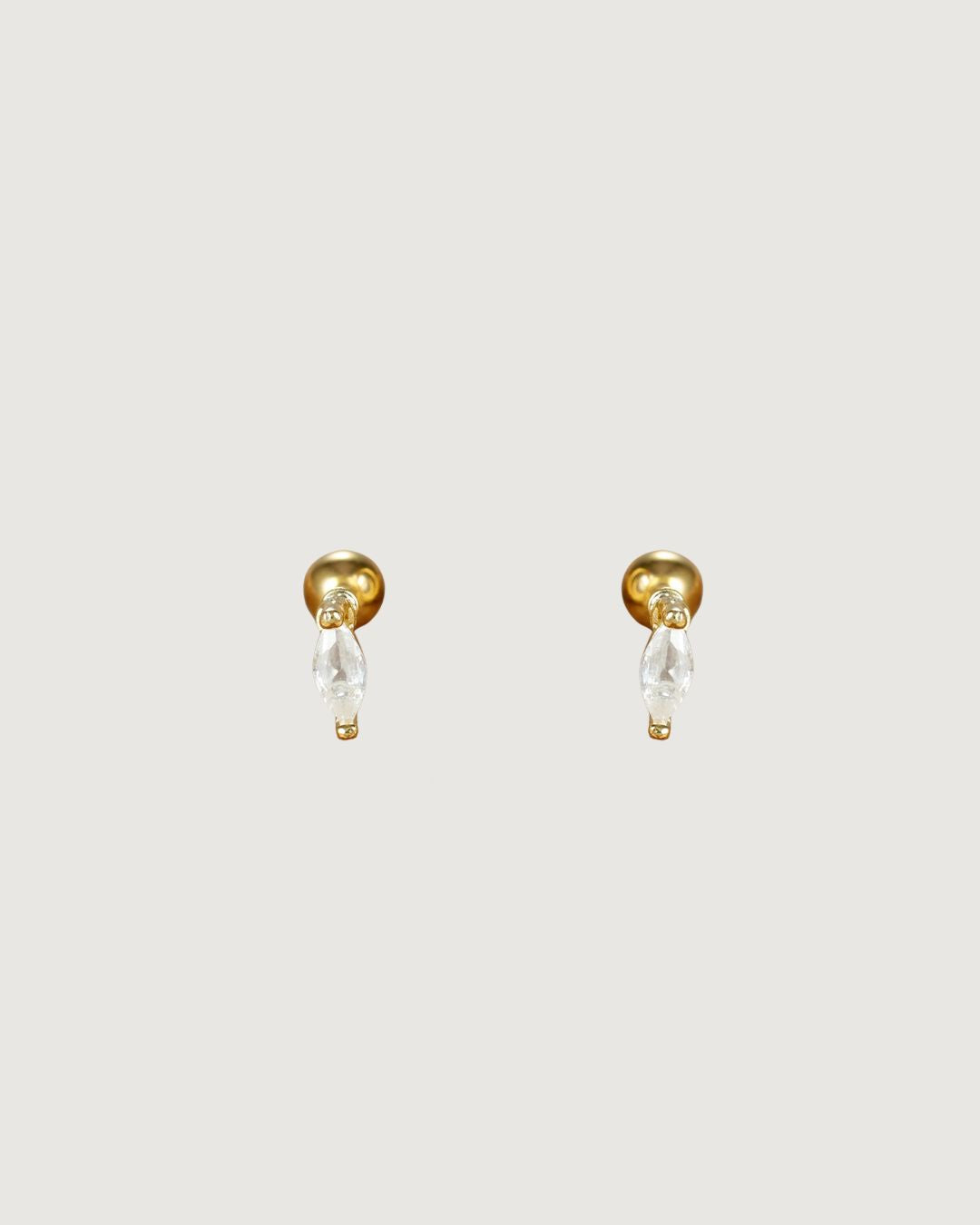 MARQUISE-CUT STUD EARRINGS 18K GOLD PVD - STUDIO JO STORE  