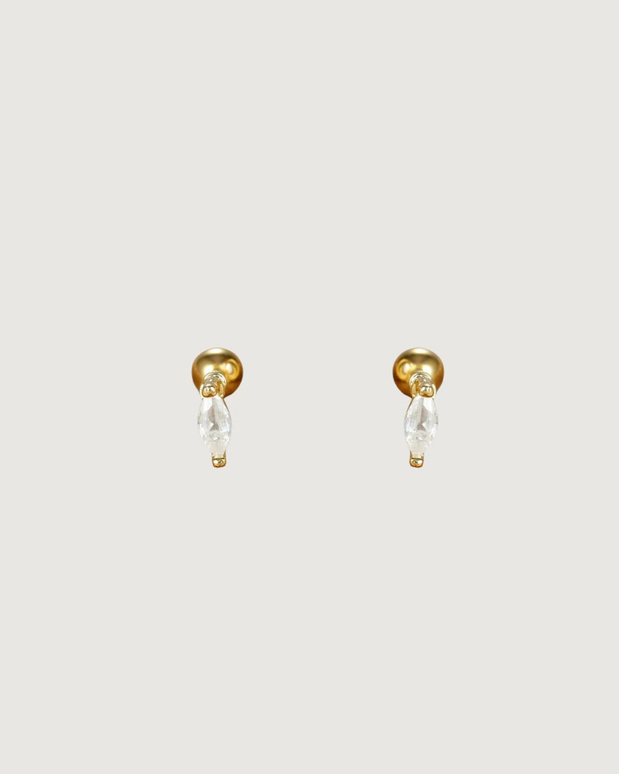 MARQUISE-CUT STUD EARRINGS 18K GOLD PVD - STUDIO JO STORE  