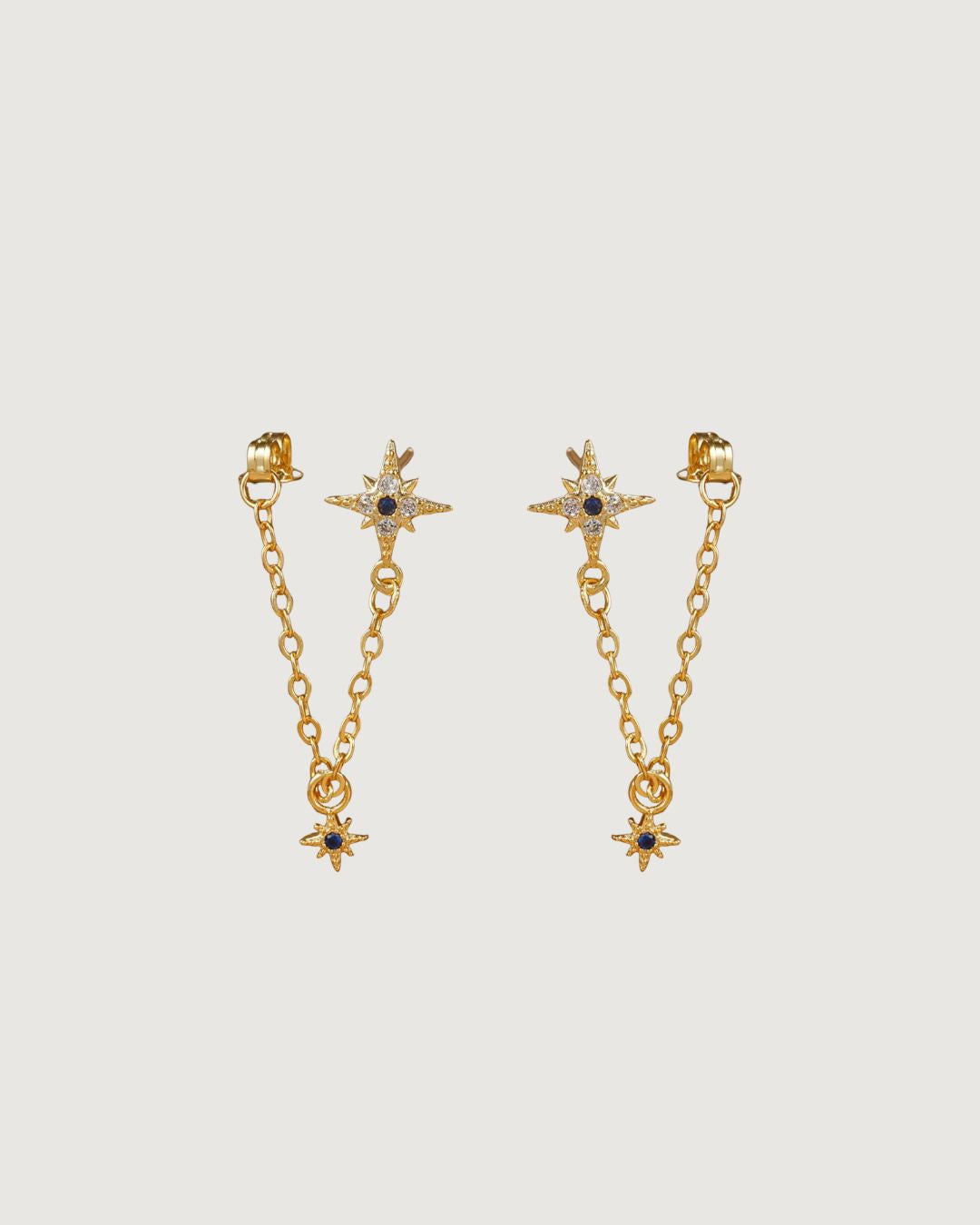 GOLD STAR CHAIN DROP STUD EARRINGS - STUDIO JO STORE  