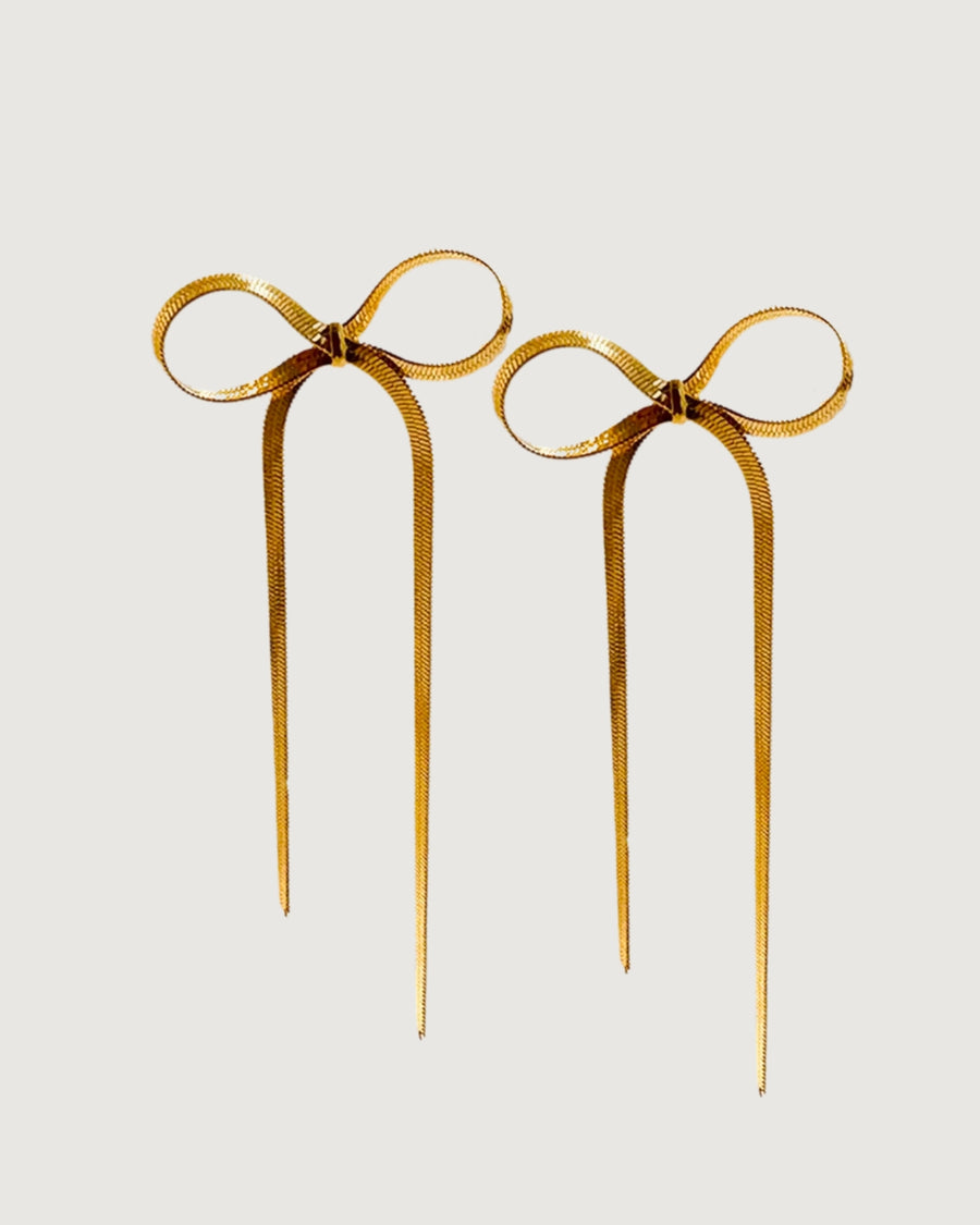 Lune Grande Bow Drop Earrings – 18K Gold - STUDIO JO STORE  
