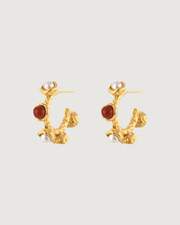 Thumbnail for Textured Pearl & Stone Stud Hoops - STUDIO JO STORE  