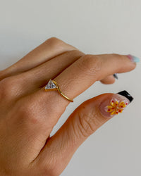 Thumbnail for TRIANGLE TRILLION CUT ZIRCONIA RING 18K GOLD PVD - STUDIO JO STORE  