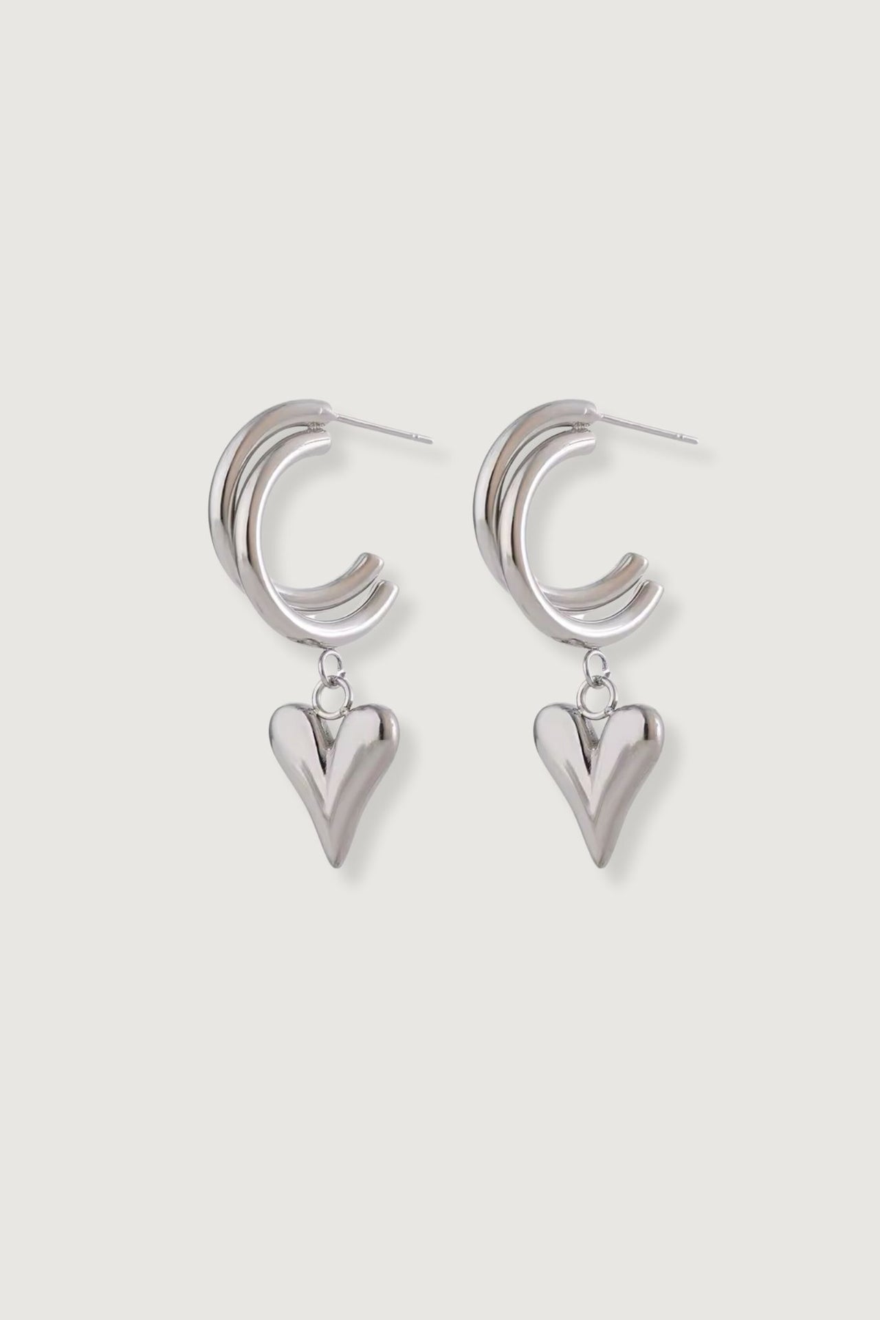 CUPID HEART EARRINGS SILVER - STUDIO JO STORE  