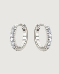 Thumbnail for CRYSTAL HUGGIE HOOP EARRINGS 10MM SILVER - STUDIO JO STORE  