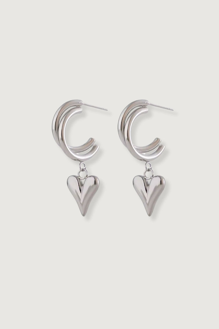 CUPID HEART EARRINGS SILVER - STUDIO JO STORE  