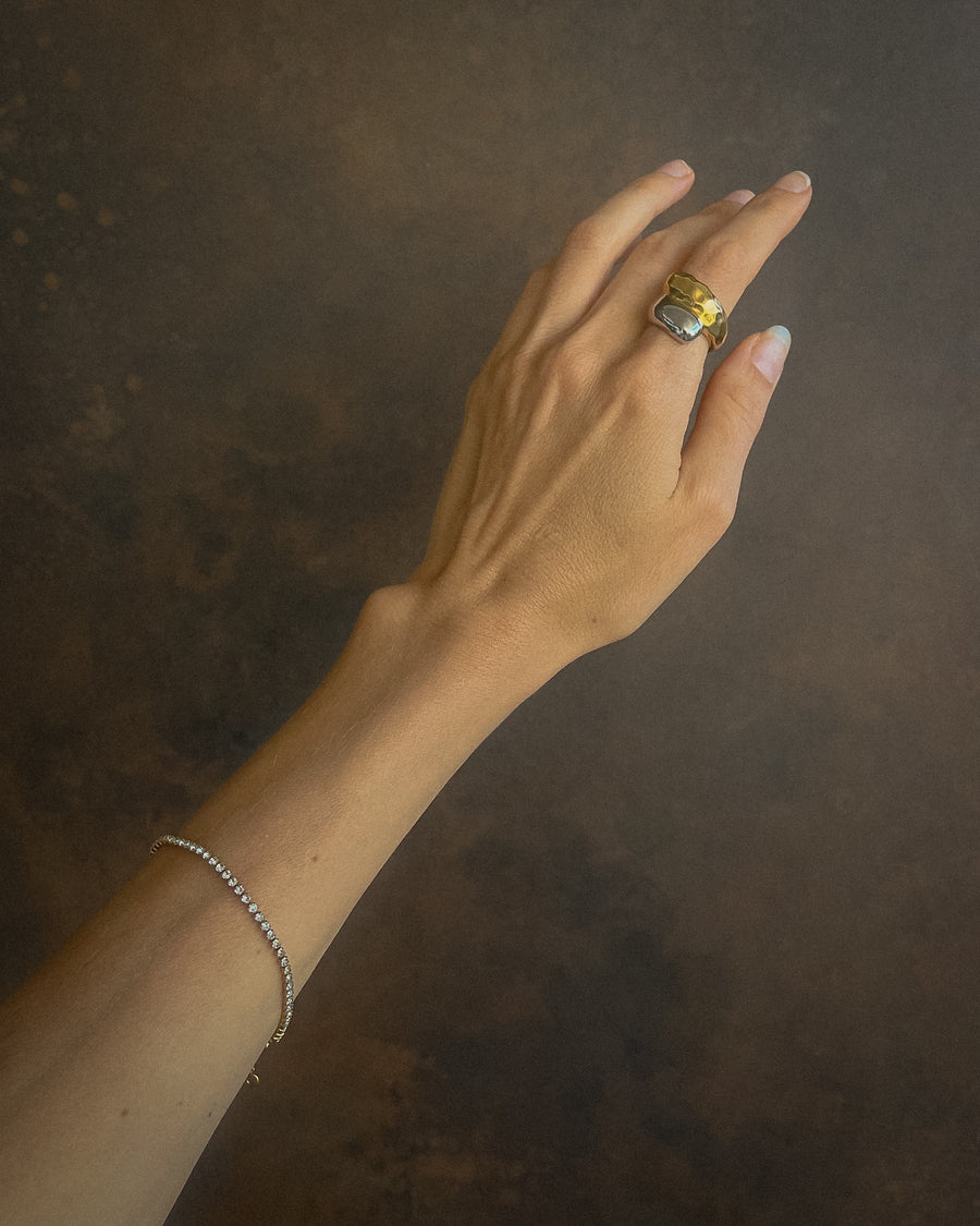 AURORA TWO-TONE DOME RING SILVER & GOLD - STUDIO JO STORE  