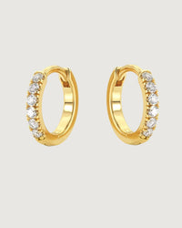 Thumbnail for CRYSTAL HUGGIE HOOP EARRINGS 10MM 18K GOLD PVD - STUDIO JO STORE  