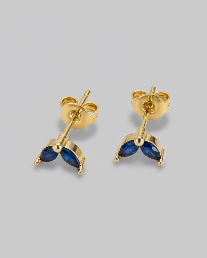 GOLD STUD BLUE ZIRCONIA PAIR - STUDIO JO STORE  