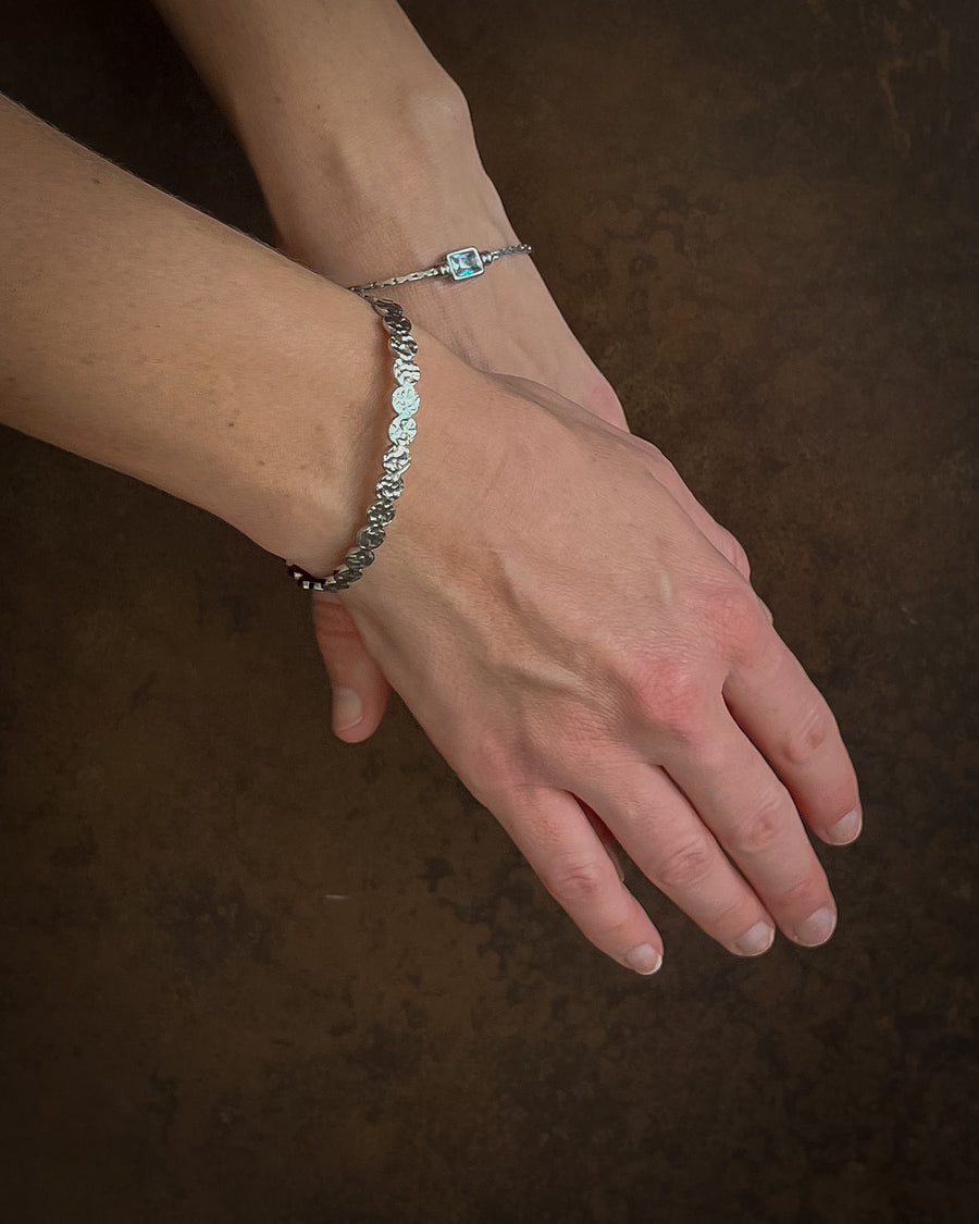 SQUARE DIAMOND PENDANT BRACELET PLATINUM SILVER - STUDIO JO STORE  