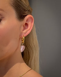 Thumbnail for BLUSH BABE HEART DROP EARRINGS PINK GOLD