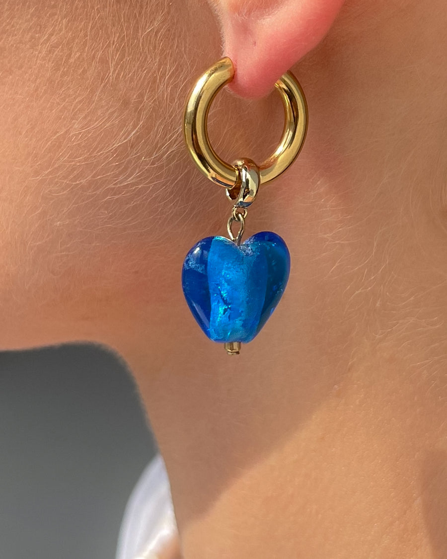 OCEAN WAVE HEART DROP EARRINGS BLUE